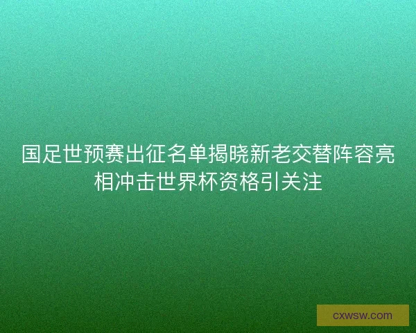 国足世预赛出征名单揭晓新老交替阵容亮相冲击世界杯资格引关注 国足世预赛出征名单揭晓新老交替阵容亮相冲击世界杯资格引关注